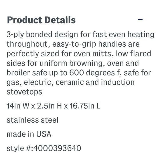 All-Clad D3 Stainless Steel Large Flared Roaster No Rack - Picture 9 of 9